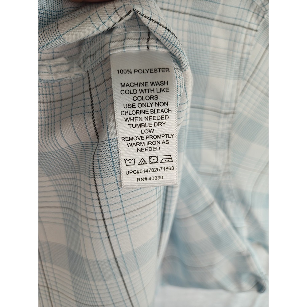 Haggar Men's XL Plaid Short Sleeve Button Up Shirt Blue White 100% Polyester - Picture 5 of 7